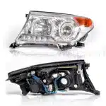 LED Projector Headlight Assembly for 2012-2014 Toyota Land Cruiser LC200 GRJ200, White Housing with DRL