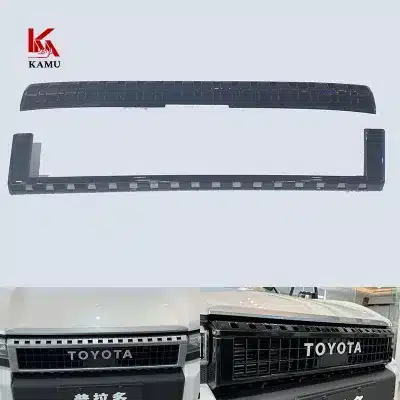 Front Grille Frame Trim Matte Black Stainless Steel Protection Guards for 2024 Toyota Prado FJ250, 2-Piece Set Front Grille Frame Trim Matte Black Stainless Steel Protection Guards for 2024 Toyota Prado FJ250, 2-Piece Set