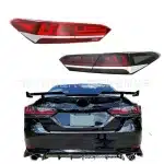 LED Taillights Assembly for 2018-2021 Toyota Camry, Sequential Turn Signal Lexus-Style Smoke/Red Lens Rear Lamp