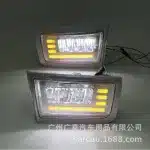 LED Daytime Running Lights with Fog Lights for 1996-2002 Toyota Prado LC90 3400, White/Amber Dual Color, ABS Replacement