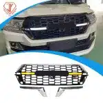 GR Sport Style Front Grille with LED Accent Lights for 2016-2022 Toyota Land Cruiser LC200, ABS Mesh Grill White