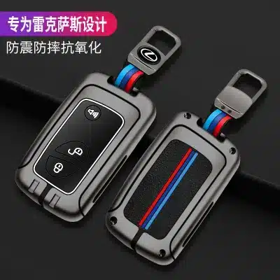 Zinc Alloy Key Fob Cover Case with Keychain for Lexus ES240 ES350 RX270 CT200h GX460 IS250, Silver Tri-Color Strip Zinc Alloy Key Fob Cover Case with Keychain for Lexus ES240 ES350 RX270 CT200h GX460 IS250, Silver Tri-Color Strip