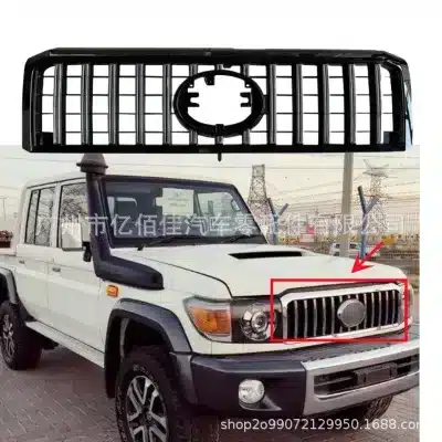 Front Radiator Grille Middle Mesh for Toyota Land Cruiser 70 Series LC76 LC79 2007-2021, Big Ben Style PP Black