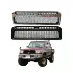 Front Bumper Radiator Grille Silver/Black for 2007-2023 Toyota Land Cruiser LC79 LC70 Series, ABS Plastic