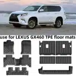 All-Weather TPE Rear Seatback Protector Mats for 2014-2023 Lexus GX460 7-Seater, Anti-Slip Dirt-Resistant Trunk Liner Extension