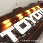 TRD Style Front Bumper Grille with Amber LED Lights for 2007-2022 Toyota FJ Cruiser, Matte Black finish, ABS Plastic