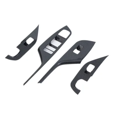 4pcs Carbon Fiber Style Interior Window Switch Panel Covers for 2023 Toyota Land Cruiser LC300, Armrest Button Trim Decor 4pcs Carbon Fiber Style Interior Window Switch Panel Covers for 2023 Toyota Land Cruiser LC300, Armrest Button Trim Decor