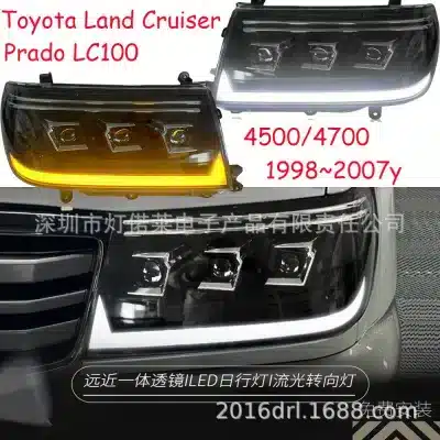 Full LED Headlight Assembly with DRL for 1998-2007 Toyota Land Cruiser LC100, 6000K White Light Full LED Headlight Assembly with DRL for 1998-2007 Toyota Land Cruiser LC100, 6000K White Light