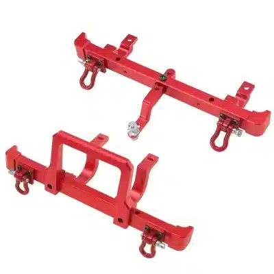 Metal Front and Rear Bumper Upgrade Kit with Trailer Hook for MN Model MN82 LC79 1/12 RC Crawler, Silver Finish