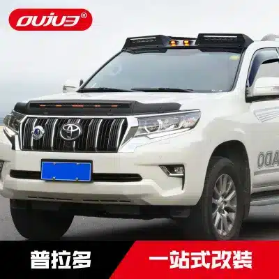 Matte Black Front Hood Bug Deflector with LED Grille Lights for 2010-2023 Toyota Prado LC150 2700 Matte Black Front Hood Bug Deflector with LED Grille Lights for 2010-2023 Toyota Prado LC150 2700