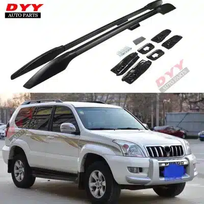 Roof Rack Rail Cross Bars Replacement for 2003-2009 Toyota Land Cruiser Prado LC120 FJ120, Black Finish Roof Rack Rail Cross Bars Replacement for 2003-2009 Toyota Land Cruiser Prado LC120 FJ120, Black Finish