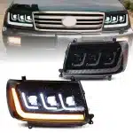 Full LED Projector Headlight Assembly for 1998-2007 Toyota Land Cruiser LC100, Sequential Turn Signal, IP68 Waterproof