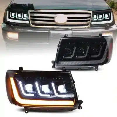 Full LED Projector Headlight Assembly for 1998-2007 Toyota Land Cruiser LC100, Sequential Turn Signal, IP68 Waterproof Full LED Projector Headlight Assembly for 1998-2007 Toyota Land Cruiser LC100, Sequential Turn Signal, IP68 Waterproof