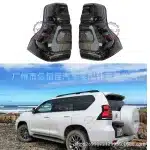 LED Taillight Assembly for 2008-2023 Toyota Land Cruiser Prado LC150 FJ150, Sequential Turn Signal Brake Parking Lamps, Smoked/Black