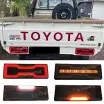 LED Rear Bumper Tail Light Assembly for Toyota Land Cruiser FJ75, Smoked Lens Flowing Turn Signal Brake Reverse Lamp