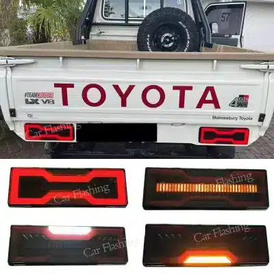 LED Rear Bumper Tail Light Assembly for Toyota Land Cruiser FJ75, Smoked Lens Flowing Turn Signal Brake Reverse Lamp