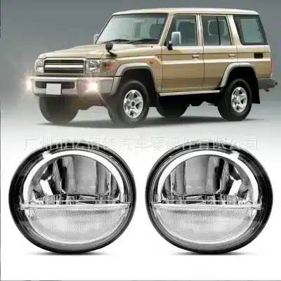 LED Front Bumper Fog Lights with DRL White Light for Toyota Land Cruiser FJ70 FJ76 FJ79 HZJ78 1987-2007