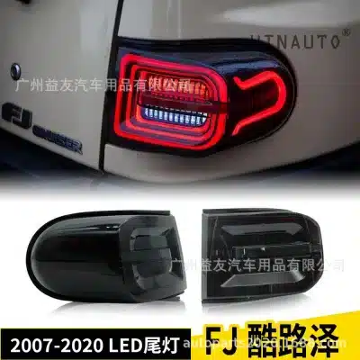 LED Smoked Rear Taillight Assembly for 2007-2020 Toyota FJ Cruiser, Blackened Housing Tail Lamps