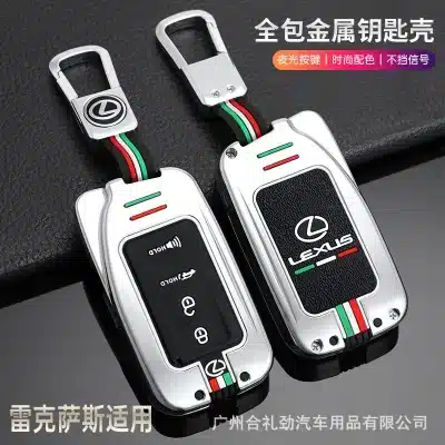 Premium Zinc Alloy Key Fob Cover for Lexus ES300h NX300 RX300 LX570 ES200, 4-Button Type B Remote Protector – Space Silver