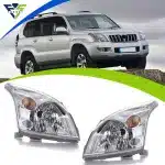 Front Headlight Housing Lens Assembly for 2003-2009 Toyota Prado FJ120, Clear Replacement Headlamp Cover