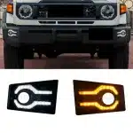 LED Daytime Running Lights for 2023-2025 Toyota Land Cruiser LC76 LC78, Sequential Turn Signal Fog Light Assemblies, White DRL/Amber Sequential