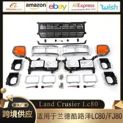 Front Grille Headlight Bezel & Amber Corner Lamp Kit for 1990-1997 Toyota Land Cruiser FJ80 LC80, US Style Front Grille Headlight Bezel & Amber Corner Lamp Kit for 1990-1997 Toyota Land Cruiser FJ80 LC80, US Style