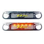 Front Mesh Grille with Amber LED Lights for 2007-2021 Toyota FJ Cruiser, ABS Black