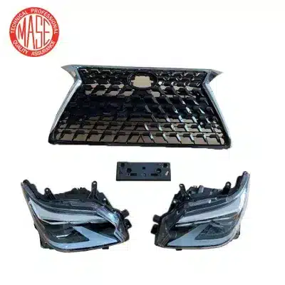Front Bumper Grille and Headlight Upgrade Kit for 2020 Lexus GX460, Crystal Clear Lens