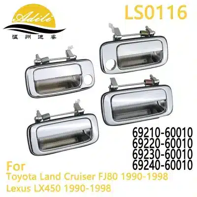 Chrome Exterior Door Handle Set for Toyota Land Cruiser FJ80 & Lexus LX450 1990-1998, FL FR RL RR 4-Piece Kit Chrome Exterior Door Handle Set for Toyota Land Cruiser FJ80 & Lexus LX450 1990-1998, FL FR RL RR 4-Piece Kit