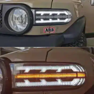 LED Daytime Running Lights with Sequential Turn Signals for 2007-2021 Toyota FJ Cruiser, IP68 Waterproof White DRL & Amber Flowing Indicator