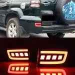 LED Rear Bumper Reflector Lights for 2003-2009 Toyota Prado LC120, Multi-Function Brake Fog Turn Signal Lamps, Pair