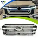 LED Lighted Front Grille Assembly for 2021-2023 Toyota Land Cruiser LC300, Gray Finish