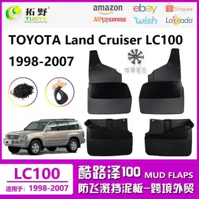 4Pcs Front and Rear Mud Guards Splash Guards for 1998-2007 Toyota Land Cruiser LC100 4700, Black PP+TPR 4Pcs Front and Rear Mud Guards Splash Guards for 1998-2007 Toyota Land Cruiser LC100 4700, Black PP+TPR