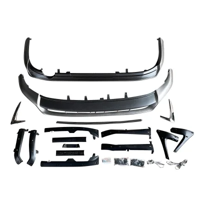 Front Bumper Mesh Grille and Rearview Mirror Covers Kit for 2018-2023 Lexus GX460, Gun Grey PP