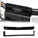 Matte Black Front Grille Frame Trim for 2024 Toyota Land Cruiser Prado LC250, ABS Mesh Guard Cover