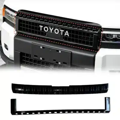 Matte Black Front Grille Frame Trim for 2024 Toyota Land Cruiser Prado LC250, ABS Mesh Guard Cover