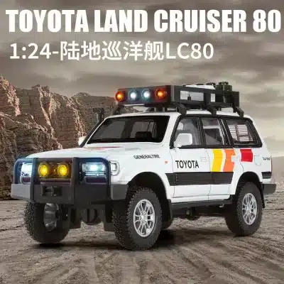 1:24 Scale Toyota Land Cruiser LC80 Die-Cast Alloy Model Car with Sound and Light, Pull-Back Action Authorized Collectible 1:24 Scale Toyota Land Cruiser LC80 Die-Cast Alloy Model Car with Sound and Light, Pull-Back Action Authorized Collectible