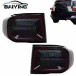LED Tail Lights Assembly Smoked Black Inner Red Bar with Sequential Turn Signal for Toyota Land Cruiser 2007-2017