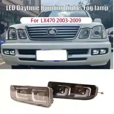 LED Fog Lights and Daytime Running Lights Pair for 2003-2009 Lexus GX470 & LX470, PC Lens Assembly LED Fog Lights and Daytime Running Lights Pair for 2003-2009 Lexus GX470 & LX470, PC Lens Assembly