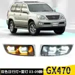 LED Daytime Running Lights with Amber Turn Signals for 2003-2009 Lexus GX470, IP67 Waterproof Fog Lamp Bezel DRL