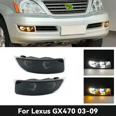 LED Daytime Running Lights for 2003-2009 Lexus GX470, Dual-Color White DRL & Amber Turn Signal Fog Lamp Assembly LED Daytime Running Lights for 2003-2009 Lexus GX470, Dual-Color White DRL & Amber Turn Signal Fog Lamp Assembly