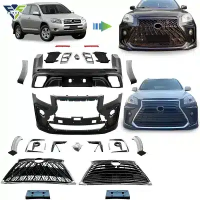 LX570 Style Front and Rear Bumper Body Kit Facelift Upgrade for 2009-2012 Toyota RAV4, Unpainted High-Grade PP LX570 Style Front and Rear Bumper Body Kit Facelift Upgrade for 2009-2012 Toyota RAV4, Unpainted High-Grade PP
