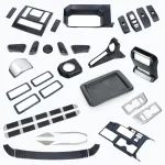 Interior Gear Shift Panel Trim Cover for 2024 Toyota Prado LC250, Carbon Fiber Style Matte Silver ABS, RHD High-Spec