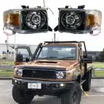 LED Headlight Assembly with DRL Replacement for Toyota Land Cruiser LC70 LC75 LC78 LC79 1987-2023, 12V High/Low Beam