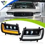 Front Bumper Headlight Assembly Clear Lens for 1998-2007 Toyota Land Cruiser LC100 FJ100