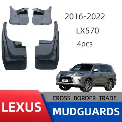 4Pcs Front & Rear Mud Guards Splash Flaps Set for 2016-2022 Lexus LX570, Black Plastic 4Pcs Front & Rear Mud Guards Splash Flaps Set for 2016-2022 Lexus LX570, Black Plastic