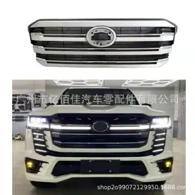 Front Bumper Grille with LED Lights for 2022-2024 Toyota Land Cruiser LC300, PP Material Matte Black Finish