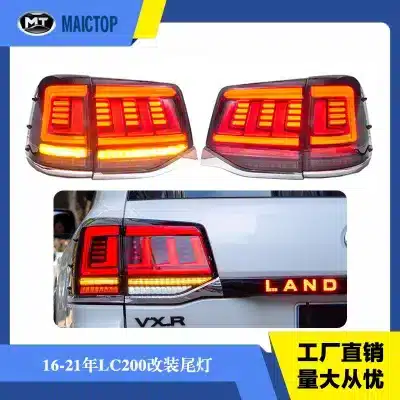 LED Taillight Assembly with Sequential Turn Signals compatible with 2016-2020 Toyota Land Cruiser LC200 FJ200 Rear Lamp Lighting Kit