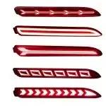 LED Rear Bumper Reflector Lights for 2003-2009 Lexus GX470, Red Lens Dynamic Streamer Turn Signal & Brake Lamp