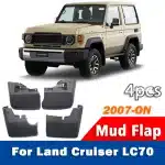 Mud Flaps Splash Guards Set for Toyota Land Cruiser LC70 3-Door 2007-2023, TPE+PP Black